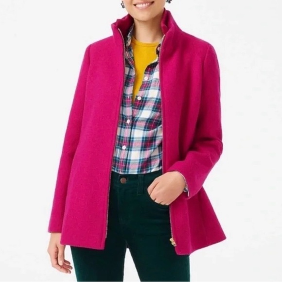J crew Womens stadium peacoat pink magenta size 4 jacket outerwear winter coat - Picture 1 of 6